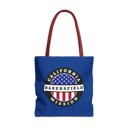 California Bakersfield Mission USA Flag Logo Tote Bag Blue - Latter-Day Saint LDS Missionary Gift - Book of Mormon