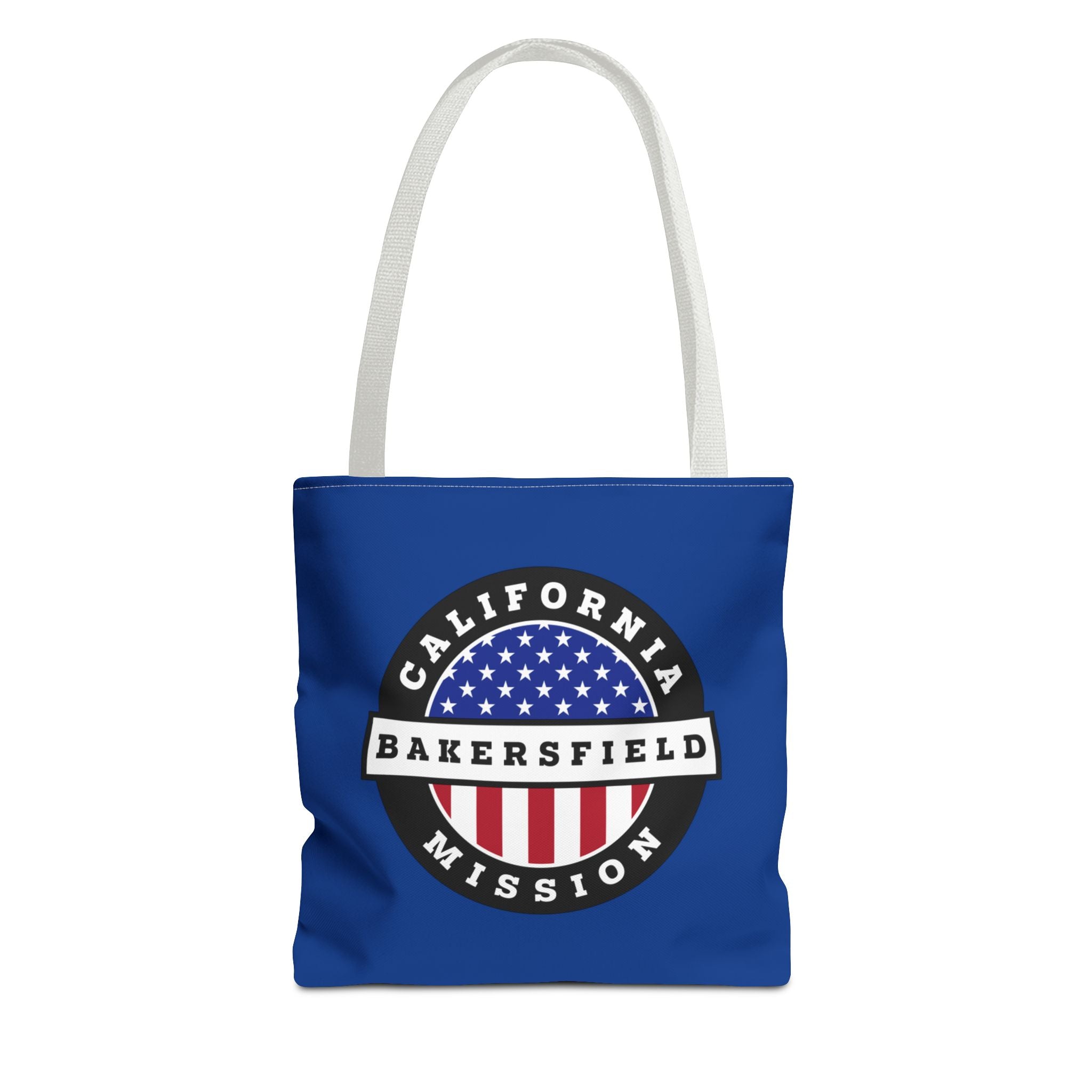 California Bakersfield Mission USA Flag Logo Tote Bag Blue - Latter-Day Saint LDS Missionary Gift - Book of Mormon