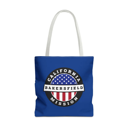 California Bakersfield Mission USA Flag Logo Tote Bag Blue - Latter-Day Saint LDS Missionary Gift - Book of Mormon