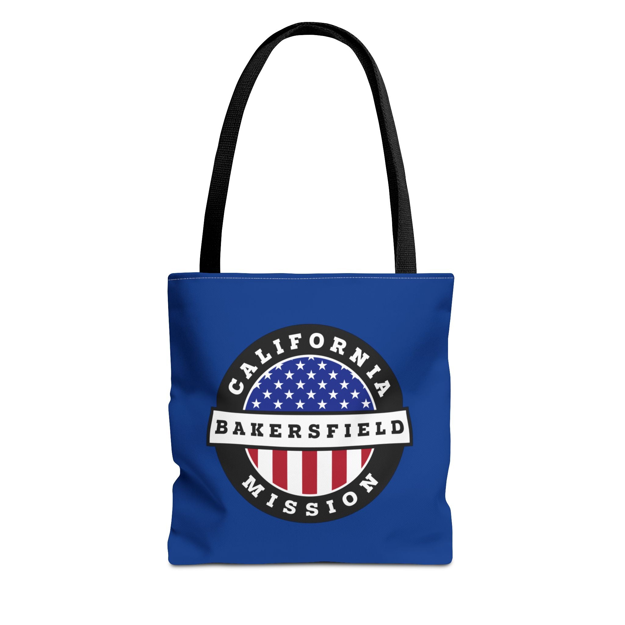 California Bakersfield Mission USA Flag Logo Tote Bag Blue - Latter-Day Saint LDS Missionary Gift - Book of Mormon