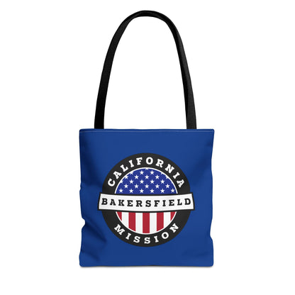 California Bakersfield Mission USA Flag Logo Tote Bag Blue - Latter-Day Saint LDS Missionary Gift - Book of Mormon