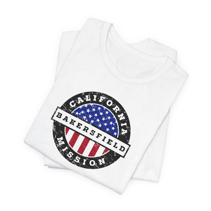 California Bakersfield Mission Vintage Circular USA Flag T-Shirt - Latter-Day Saint LDS Missionary Gift - Book of Mormon