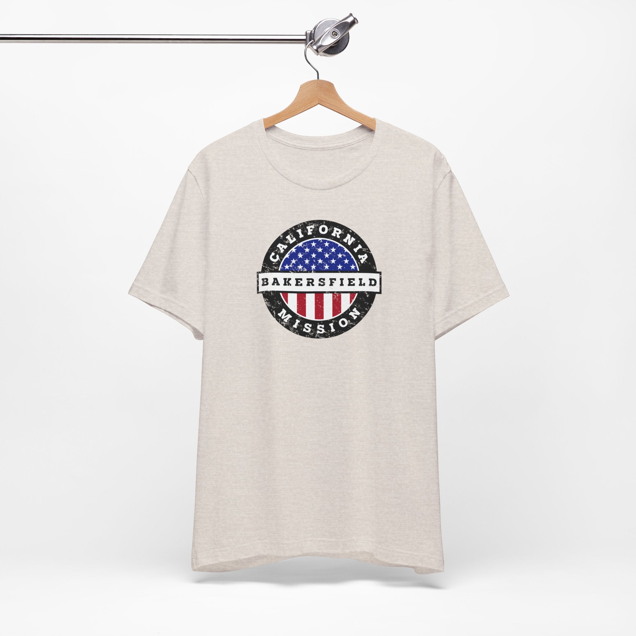 California Bakersfield Mission Vintage Circular USA Flag T-Shirt - Latter-Day Saint LDS Missionary Gift - Book of Mormon