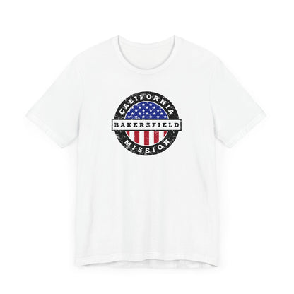 California Bakersfield Mission Vintage Circular USA Flag T-Shirt - Latter-Day Saint LDS Missionary Gift - Book of Mormon