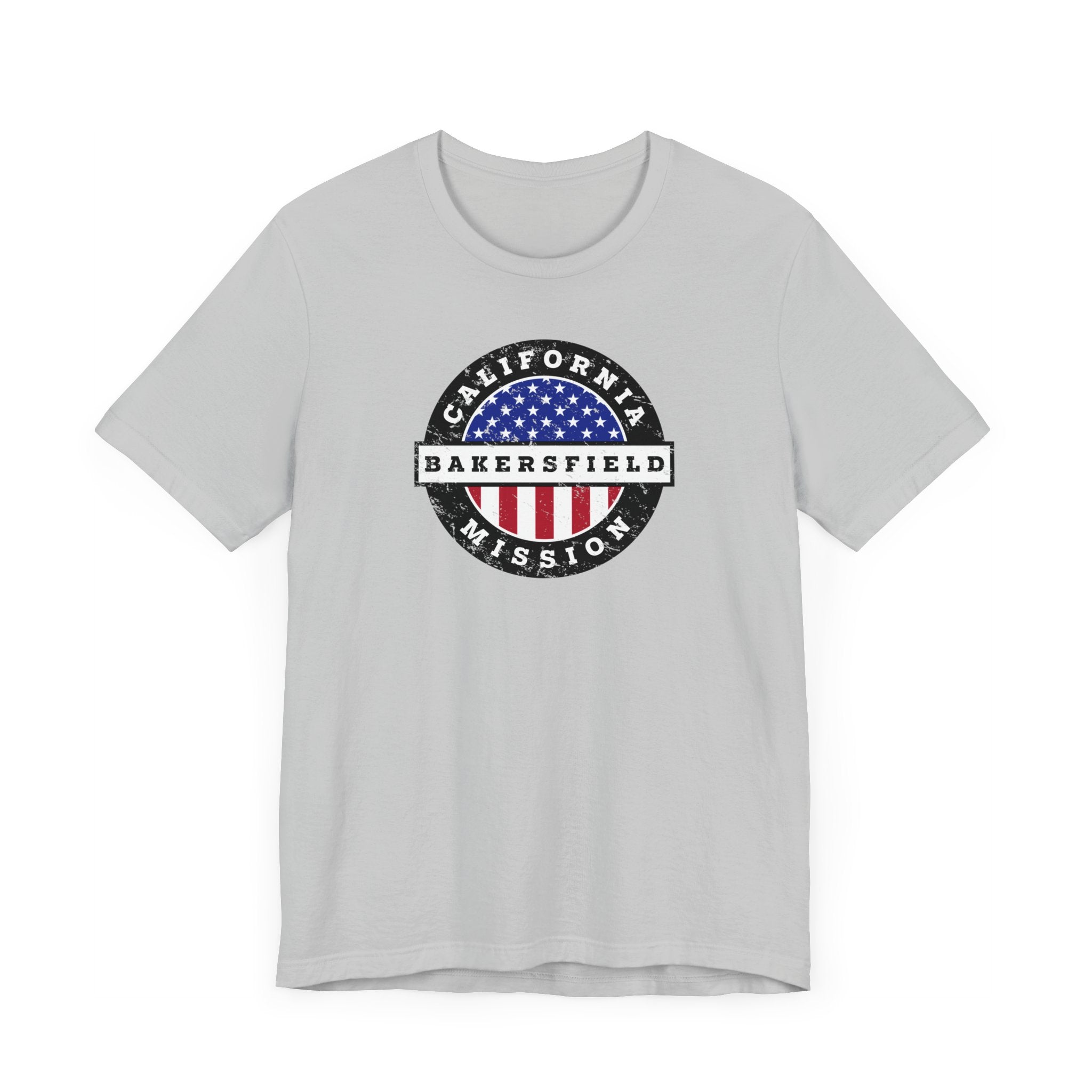 California Bakersfield Mission Vintage Circular USA Flag T-Shirt - Latter-Day Saint LDS Missionary Gift - Book of Mormon