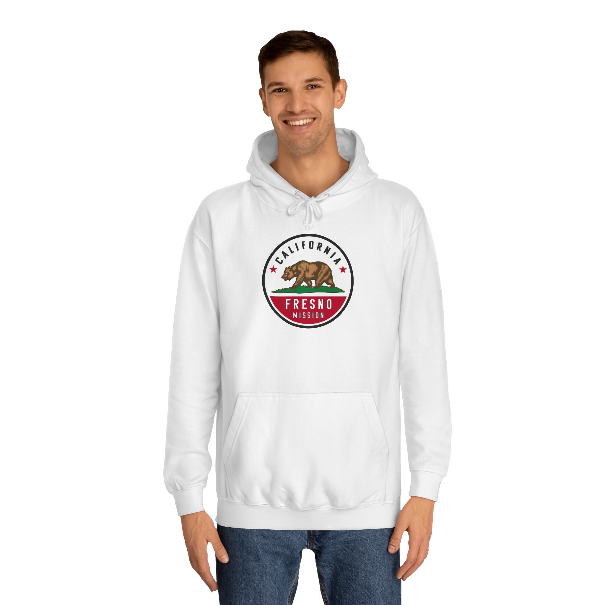 California Fresno Mission State Flag Logo (White Border) College Hoodie