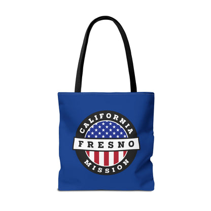 California Fresno Mission USA Flag Logo Tote Bag Blue - Latter-Day Saint LDS Missionary Gift - Book of Mormon