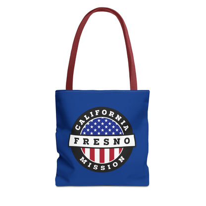 California Fresno Mission USA Flag Logo Tote Bag Blue - Latter-Day Saint LDS Missionary Gift - Book of Mormon