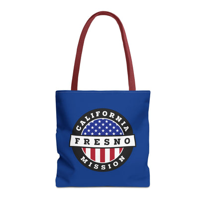 California Fresno Mission USA Flag Logo Tote Bag Blue - Latter-Day Saint LDS Missionary Gift - Book of Mormon