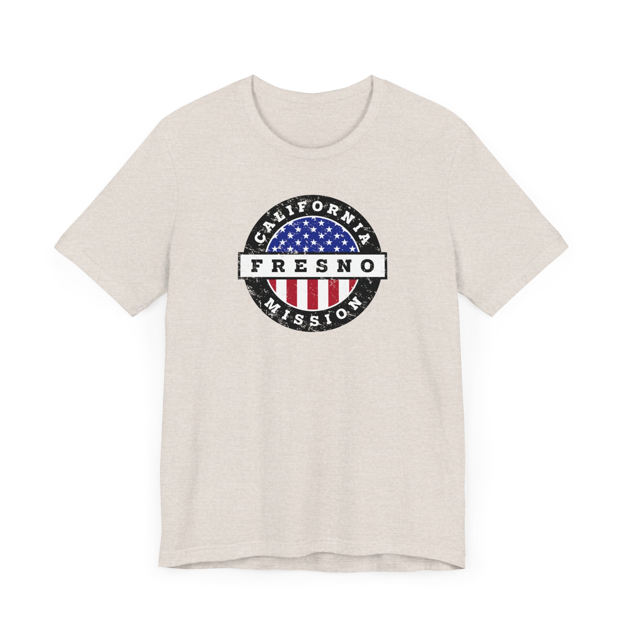California Fresno Mission Vintage Circular USA Flag T-Shirt - Latter-Day Saint LDS Missionary Gift - Book of Mormon