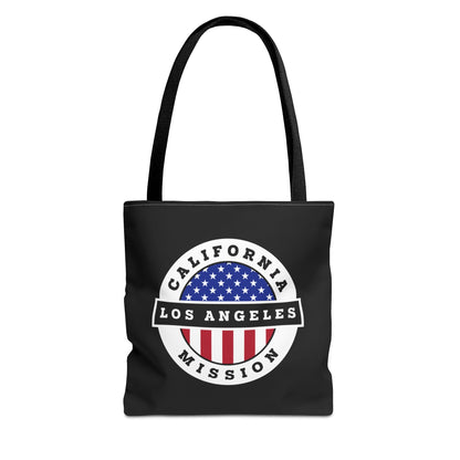 California Los Angeles Mission USA Flag Logo Tote Bag Black - Latter-Day Saint LDS Missionary Gift - Book of Mormon