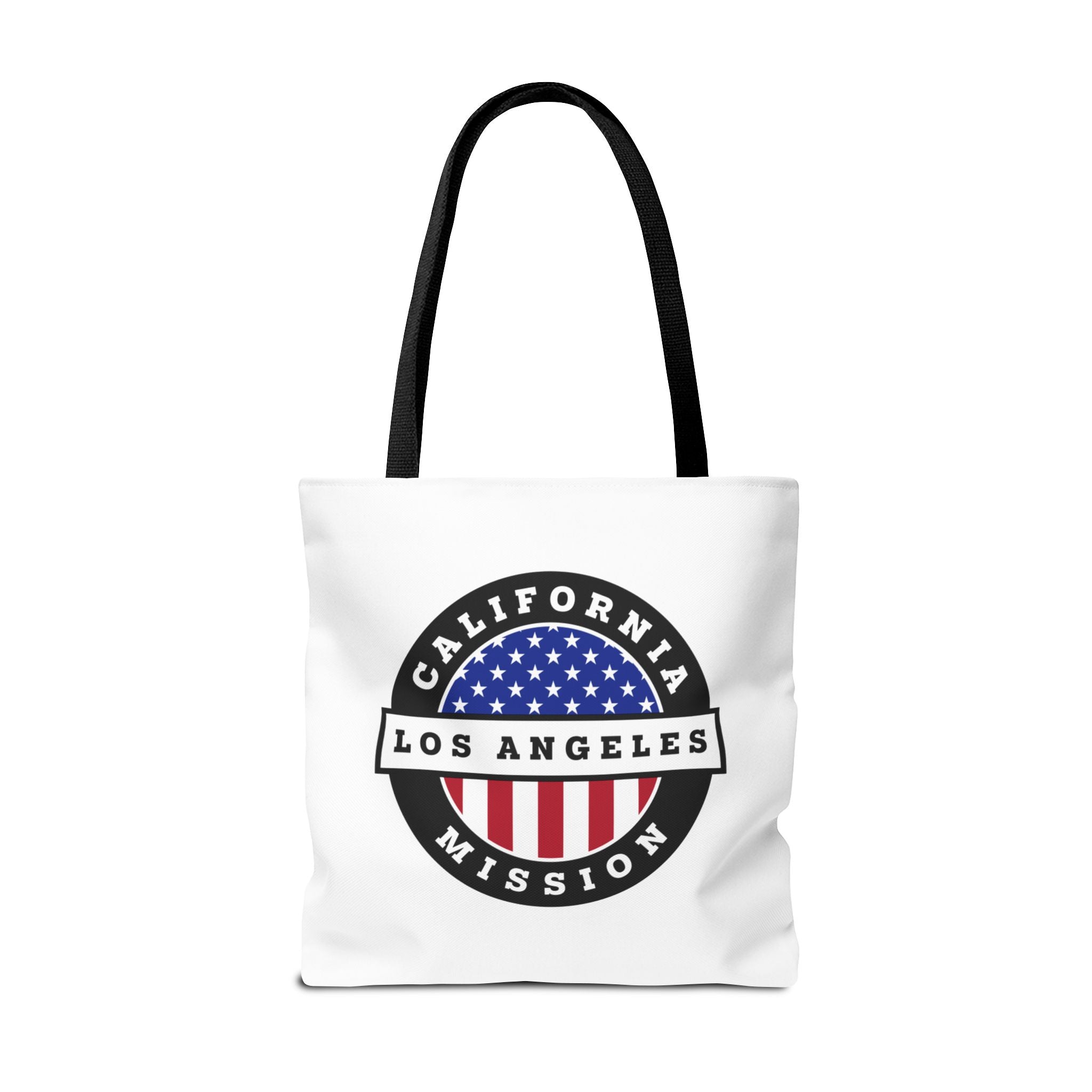 California Los Angeles Mission USA Flag Logo Tote Bag White - Latter-Day Saint LDS Missionary Gift - Book of Mormon