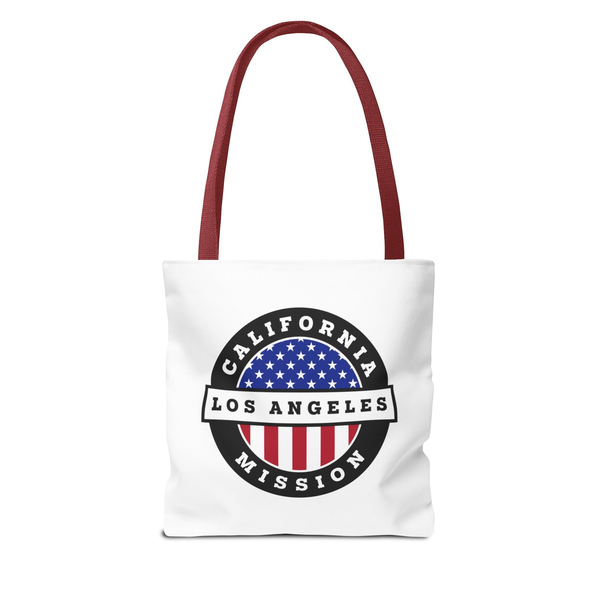 California Los Angeles Mission USA Flag Logo Tote Bag White - Latter-Day Saint LDS Missionary Gift - Book of Mormon