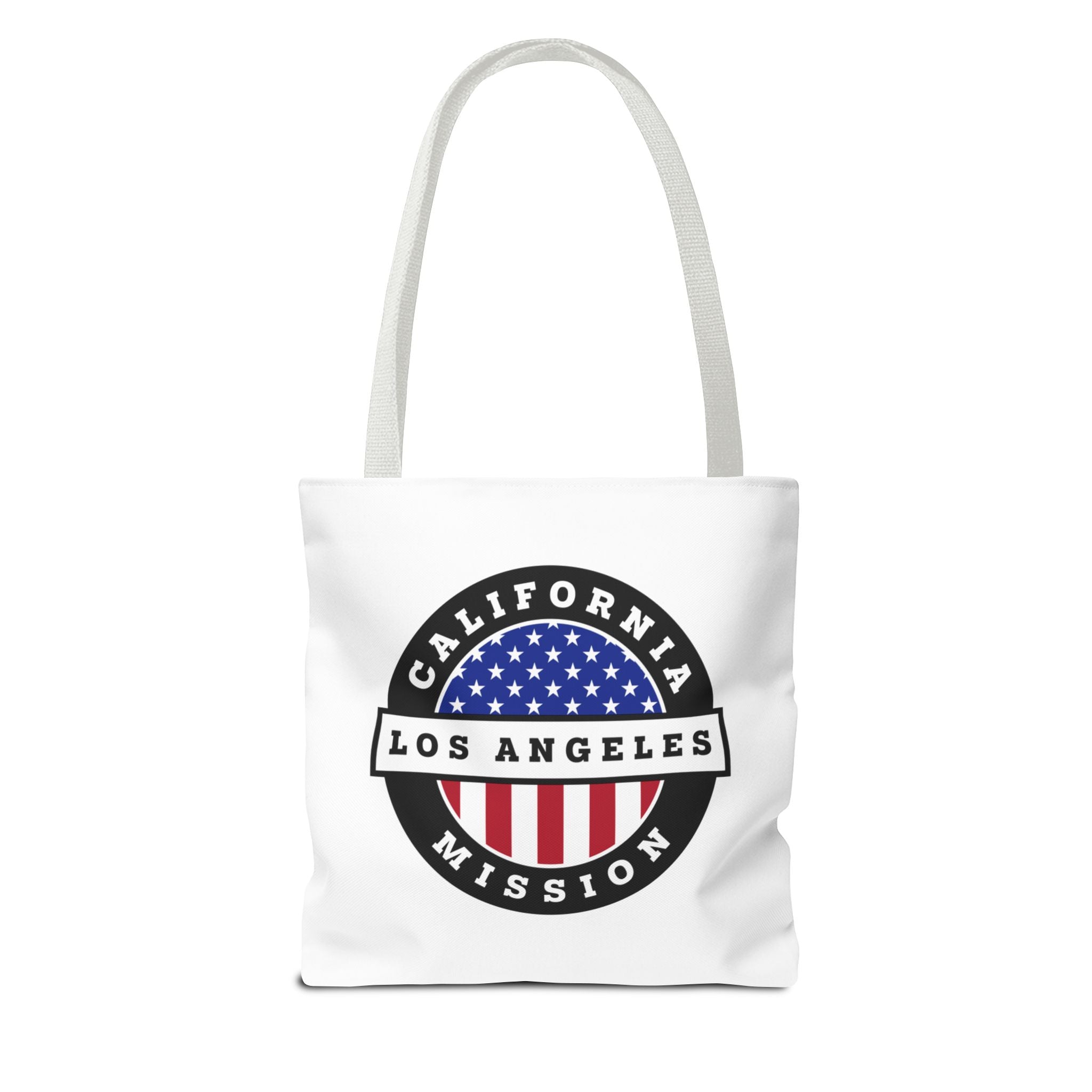 California Los Angeles Mission USA Flag Logo Tote Bag White - Latter-Day Saint LDS Missionary Gift - Book of Mormon