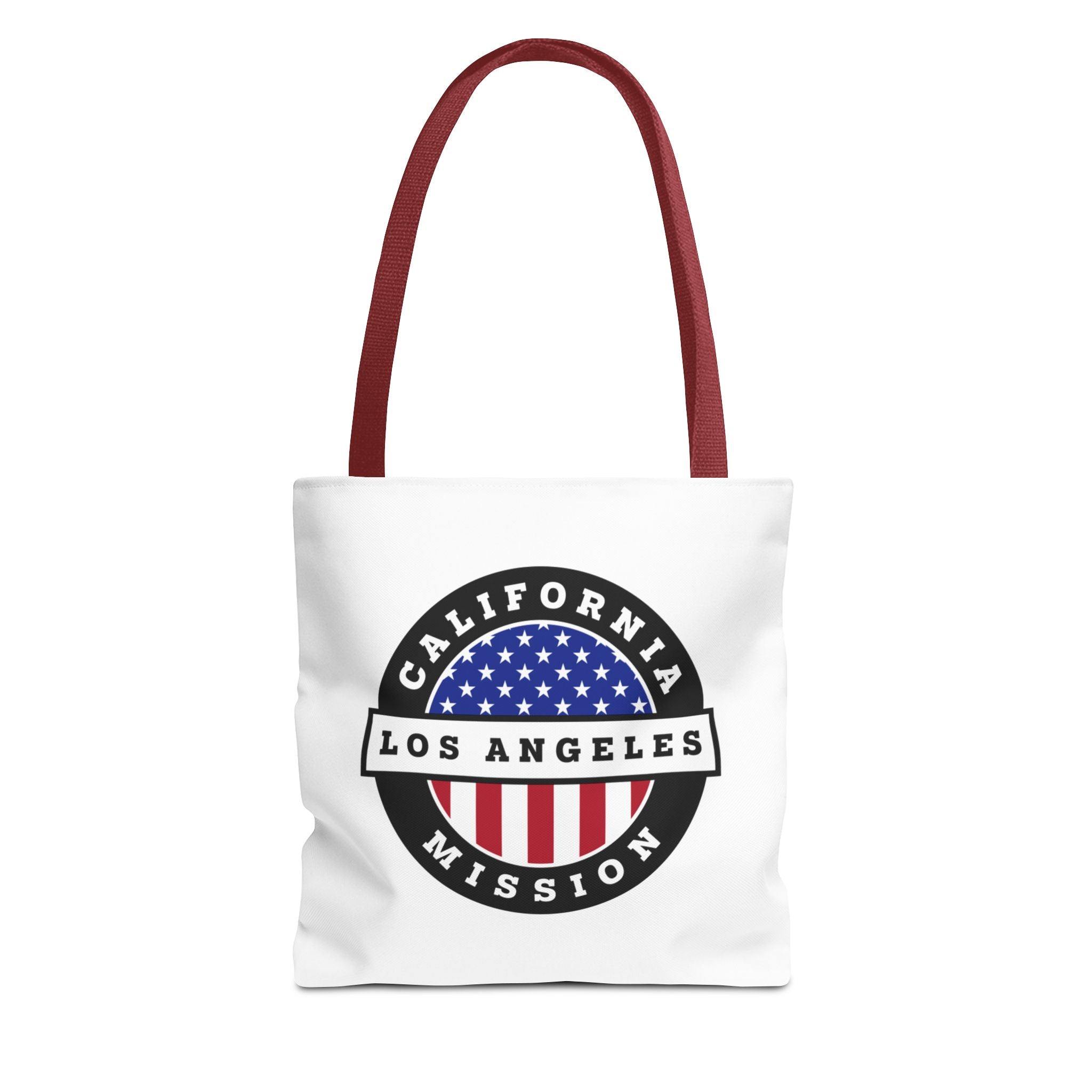 California Los Angeles Mission USA Flag Logo Tote Bag White - Latter-Day Saint LDS Missionary Gift - Book of Mormon