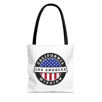 California Los Angeles Mission USA Flag Logo Tote Bag White - Latter-Day Saint LDS Missionary Gift - Book of Mormon