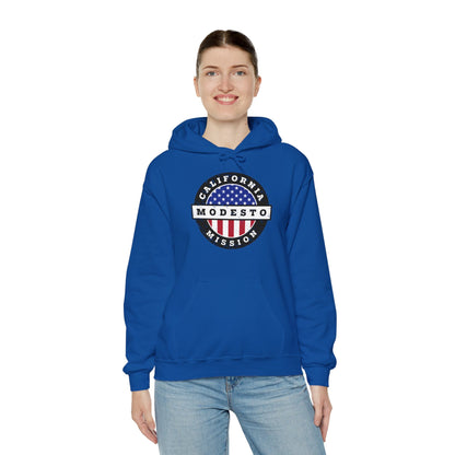 California Modesto Mission Circular USA Flag Hoodie - Latter-Day Saint LDS Missionary Gift - Book of Mormon