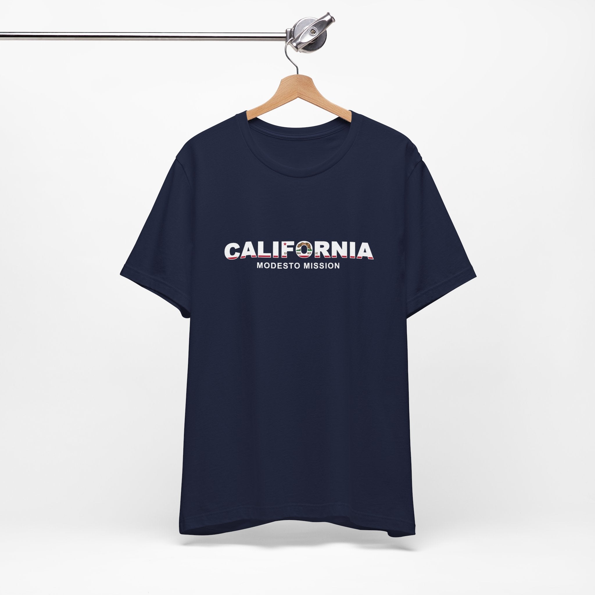 California Modesto Mission Flag Title T-shirt - Latter-Day Saint LDS Missionary Gift - Book of Mormon