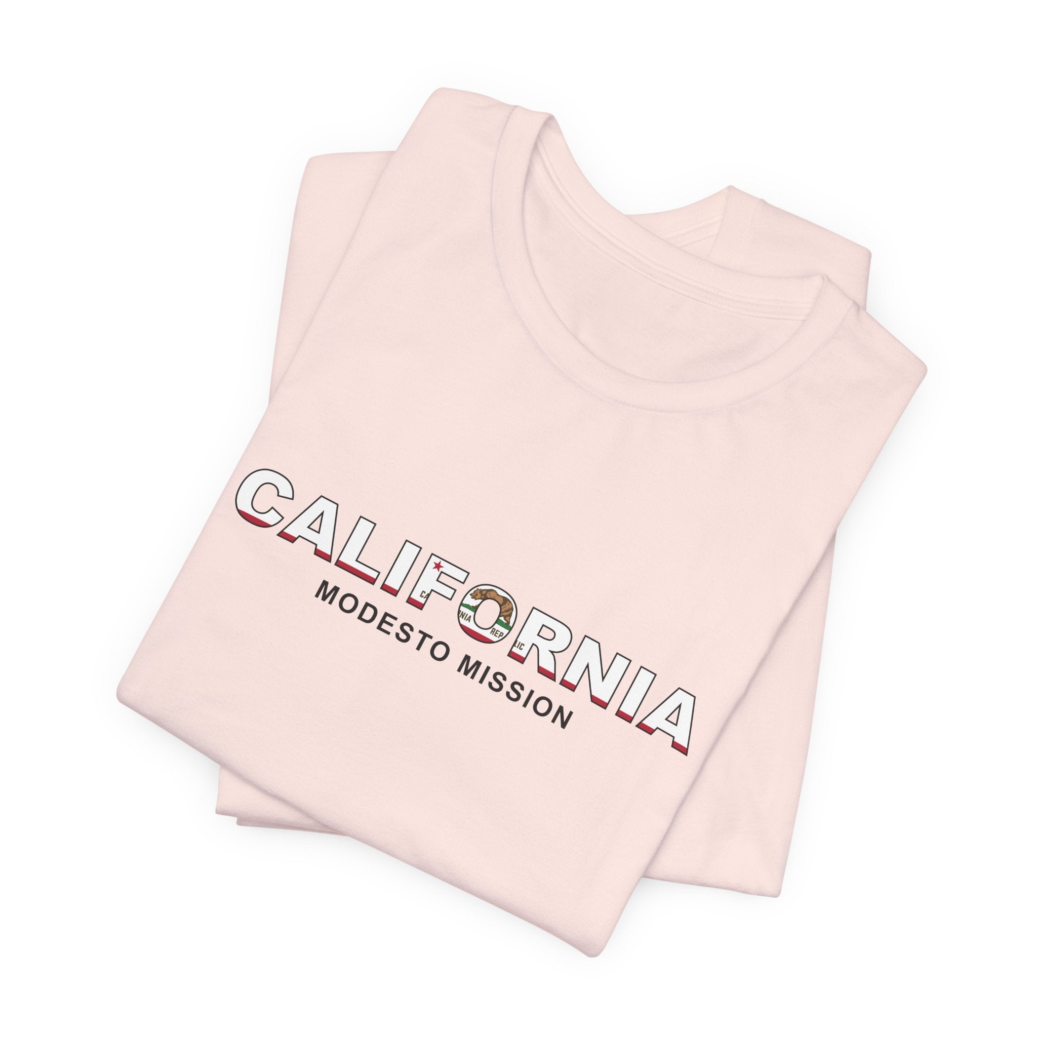 California Modesto Mission Flag Title T-shirt - Latter-Day Saint LDS Missionary Gift - Book of Mormon