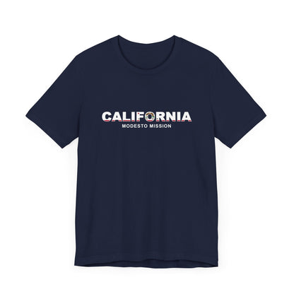 California Modesto Mission Flag Title T-shirt - Latter-Day Saint LDS Missionary Gift - Book of Mormon