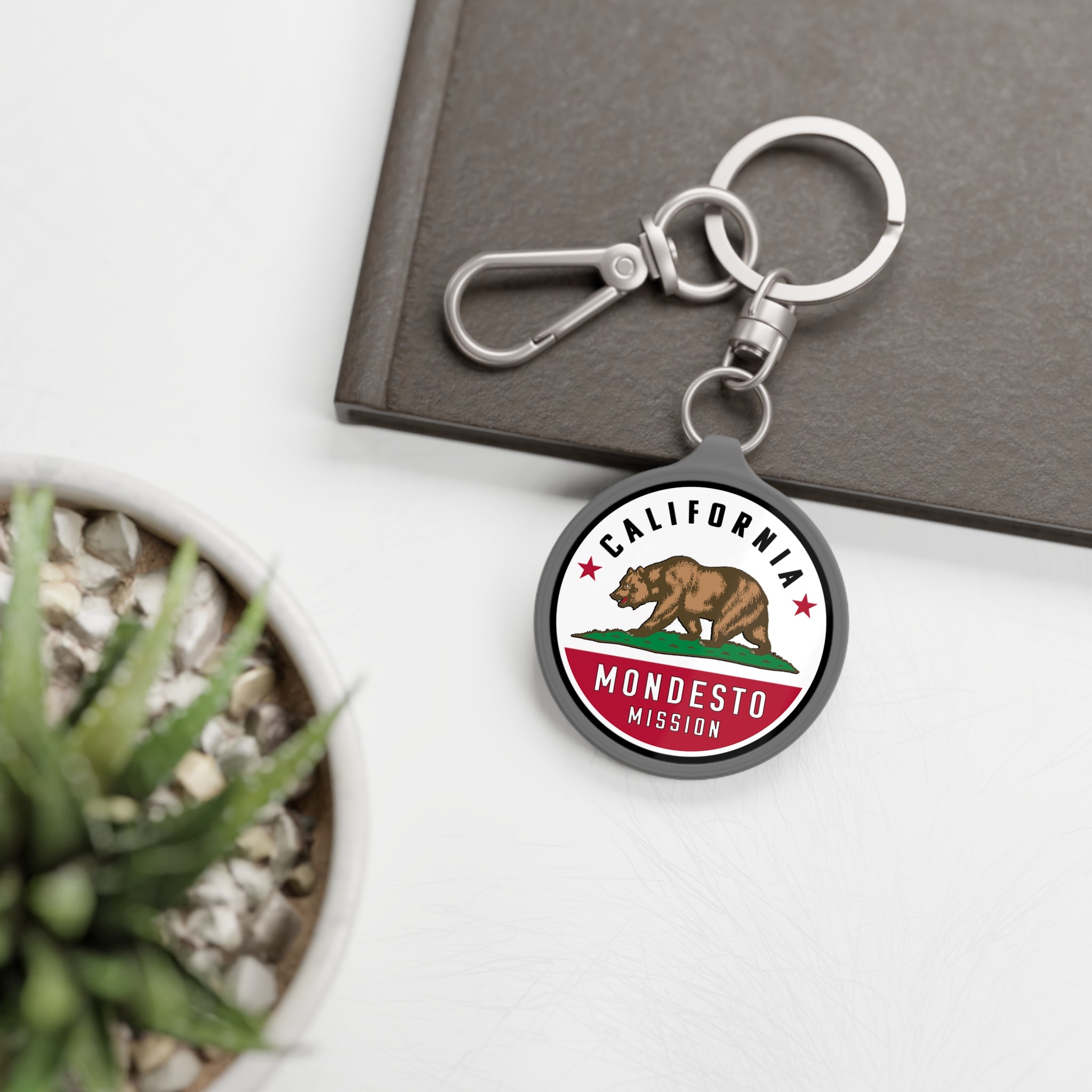 California Modesto Mission State Flag Logo Key Tag - Latter-Day Saint LDS Missionary Gift - Book of Mormon