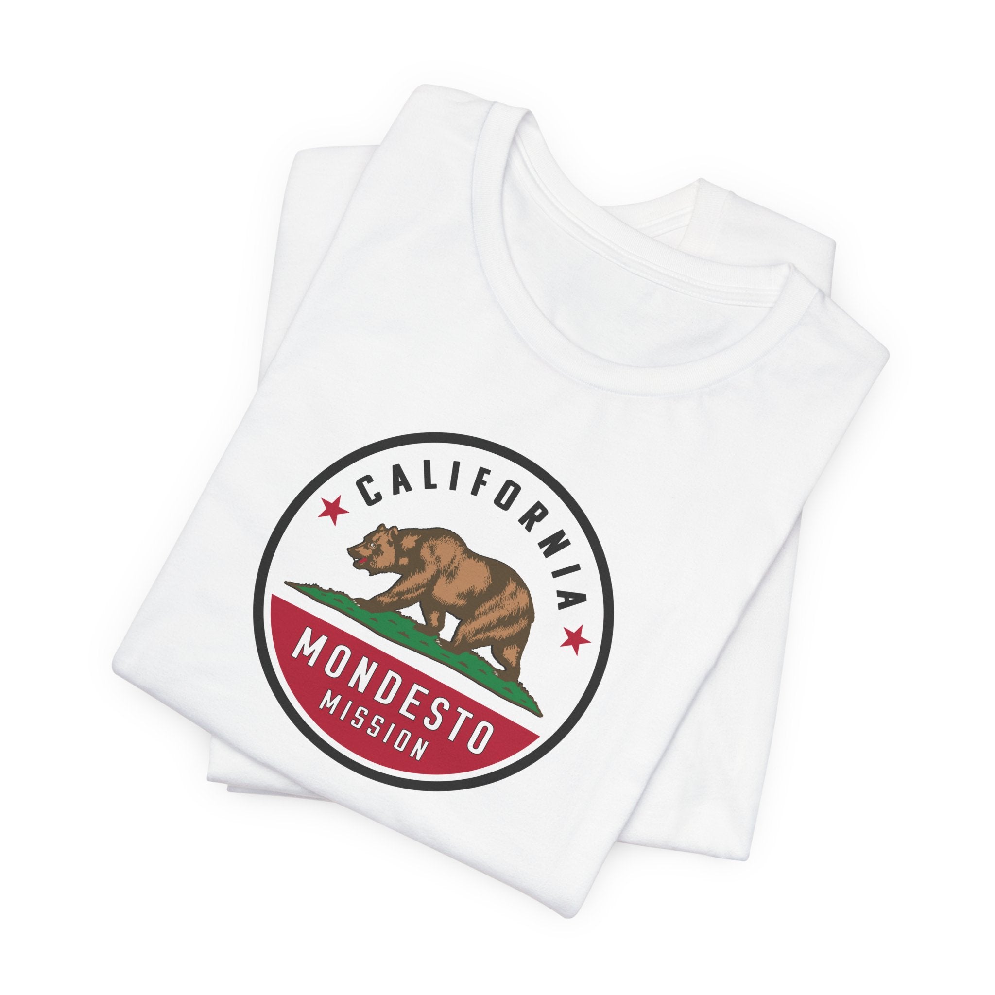 California Modesto Mission State Flag Logo (White Border) T-shirt - Latter-Day Saint LDS Missionary Gift - Book of Mormon