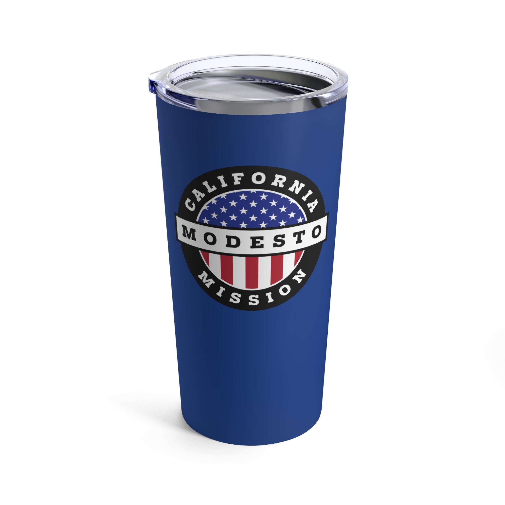 California Modesto Mission USA Flag Logo Tumbler 20oz Blue - Latter-Day Saint LDS Missionary Gift - Book of Mormon