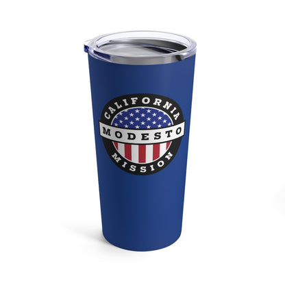 California Modesto Mission USA Flag Logo Tumbler 20oz Blue - Latter-Day Saint LDS Missionary Gift - Book of Mormon