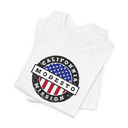 California Modesto Mission Vintage Circular USA Flag T-Shirt - Latter-Day Saint LDS Missionary Gift - Book of Mormon