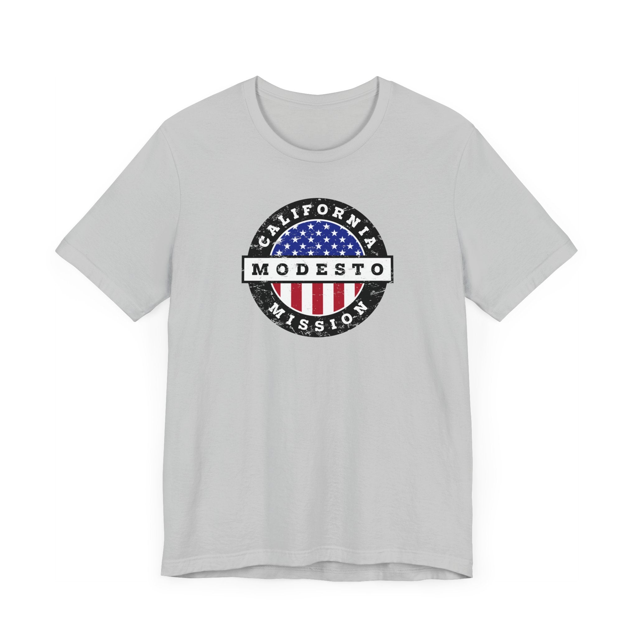 California Modesto Mission Vintage Circular USA Flag T-Shirt - Latter-Day Saint LDS Missionary Gift - Book of Mormon