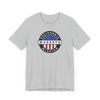 California Modesto Mission Vintage Circular USA Flag T-Shirt - Latter-Day Saint LDS Missionary Gift - Book of Mormon