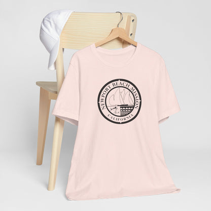 California Newport Beach Mission Circular Monochrome Logo T-Shirt - Latter-Day Saint LDS Missionary Gift - Book of Mormon