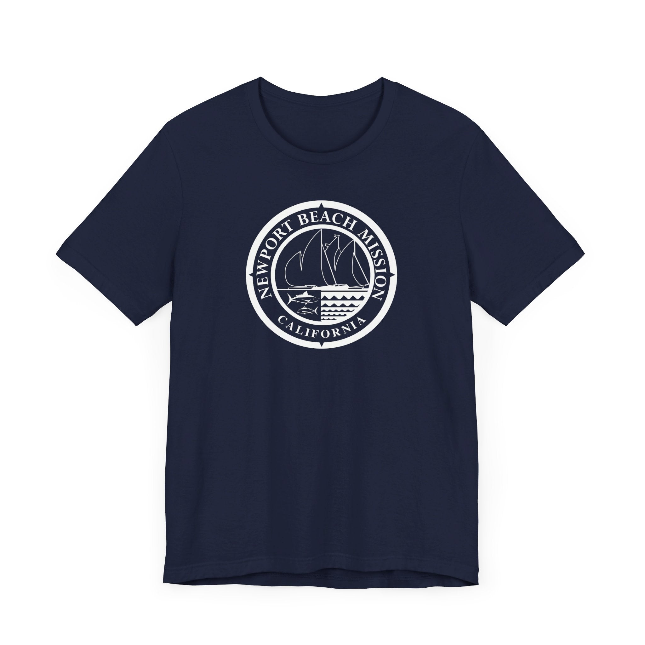 California Newport Beach Mission Circular Monochrome Logo T-Shirt - Latter-Day Saint LDS Missionary Gift - Book of Mormon