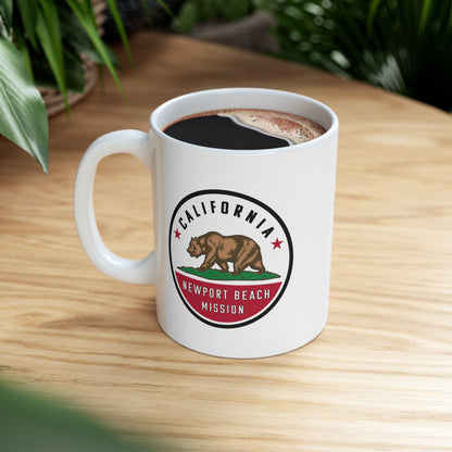 California Newport Beach Mission State Flag Logo Ceramic Mug White Name - Latter-Day Saint LDS Missionary Gift - Book of Mormon