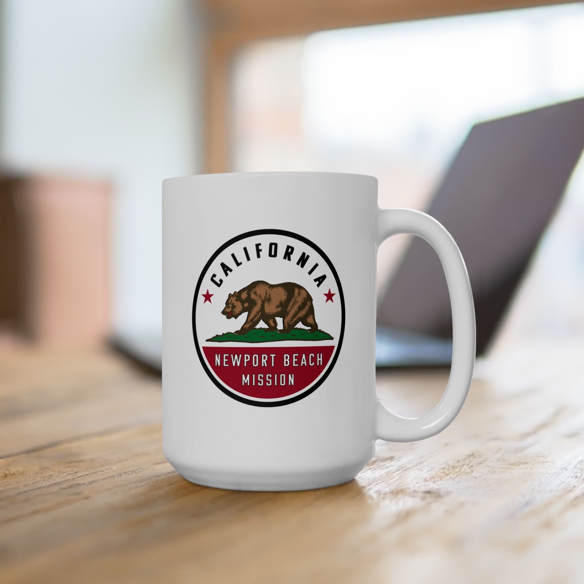 California Newport Beach Mission State Flag Logo Ceramic Mug White Name - Latter-Day Saint LDS Missionary Gift - Book of Mormon