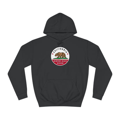 California Newport Beach Mission State Flag Logo (White Border) College Hoodie