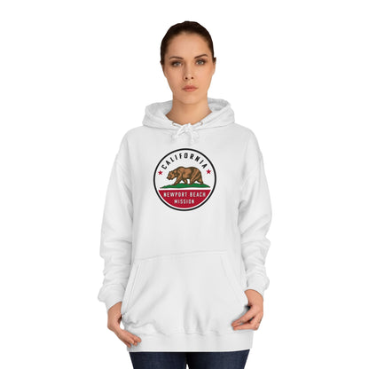 California Newport Beach Mission State Flag Logo (White Border) College Hoodie