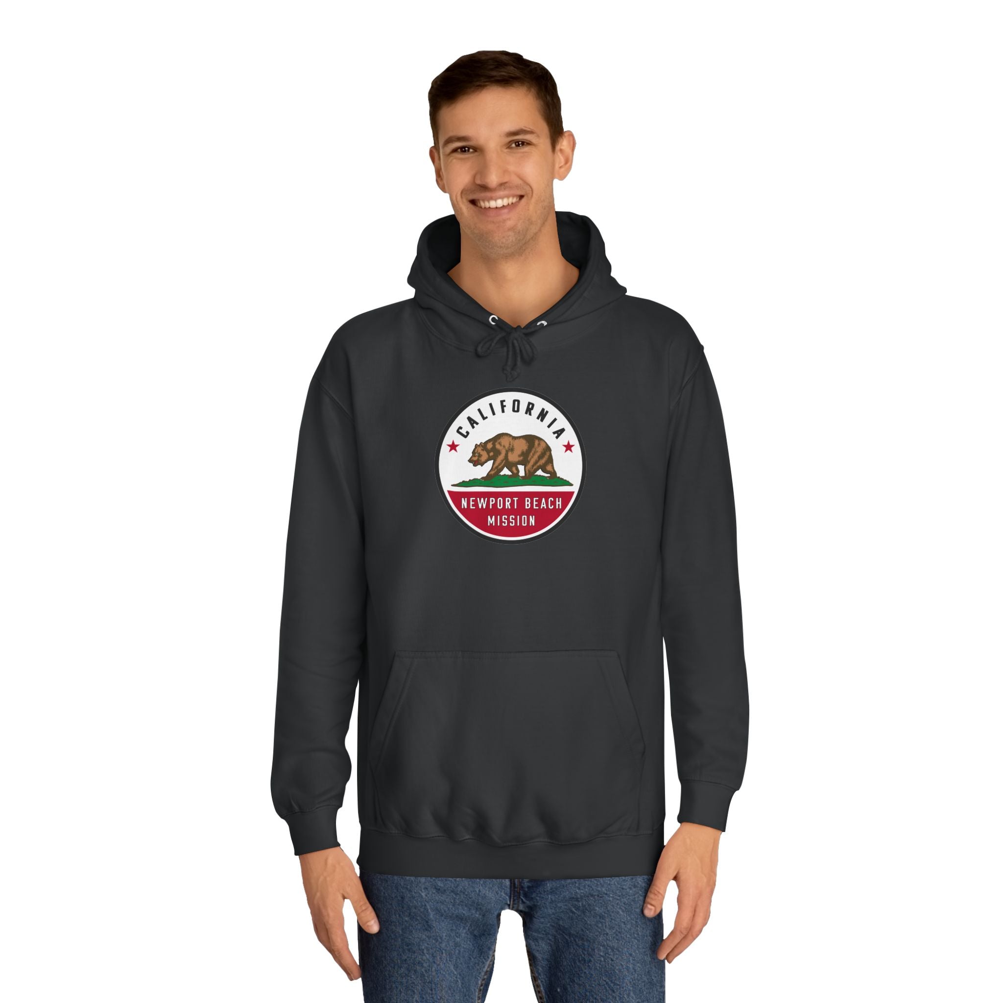 California Newport Beach Mission State Flag Logo (White Border) College Hoodie