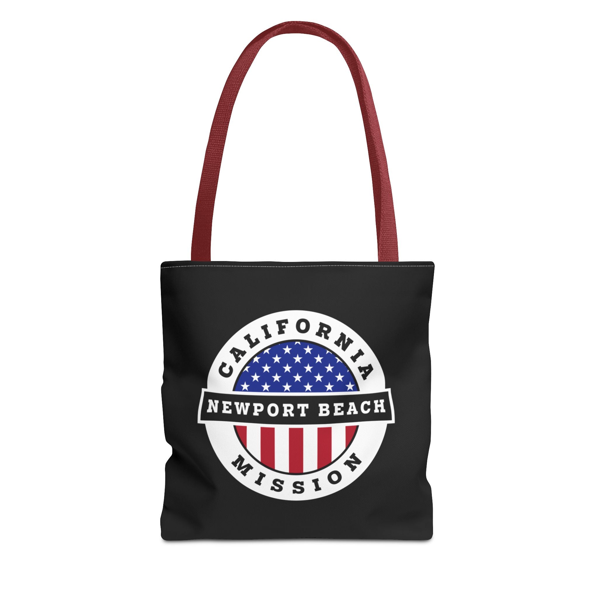 California Newport Beach Mission USA Flag Logo Tote Bag Black - Latter-Day Saint LDS Missionary Gift - Book of Mormon