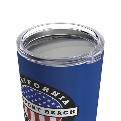 California Newport Beach Mission USA Flag Logo Tumbler 20oz Blue - Latter-Day Saint LDS Missionary Gift - Book of Mormon