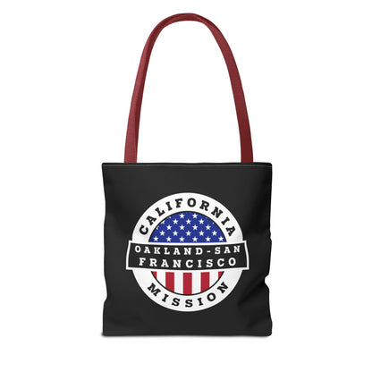 California Oakland/San Francisco Mission USA Flag Logo Tote Bag Black - Latter-Day Saint LDS Missionary Gift - Book of Mormon