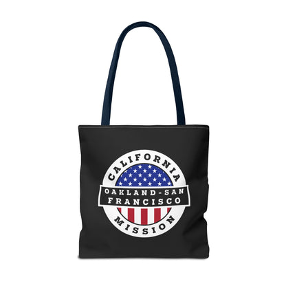 California Oakland/San Francisco Mission USA Flag Logo Tote Bag Black - Latter-Day Saint LDS Missionary Gift - Book of Mormon