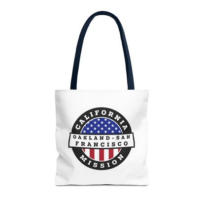 California Oakland/San Francisco Mission USA Flag Logo Tote Bag White - Mission Wishlist - LDS Missionary Gift Store