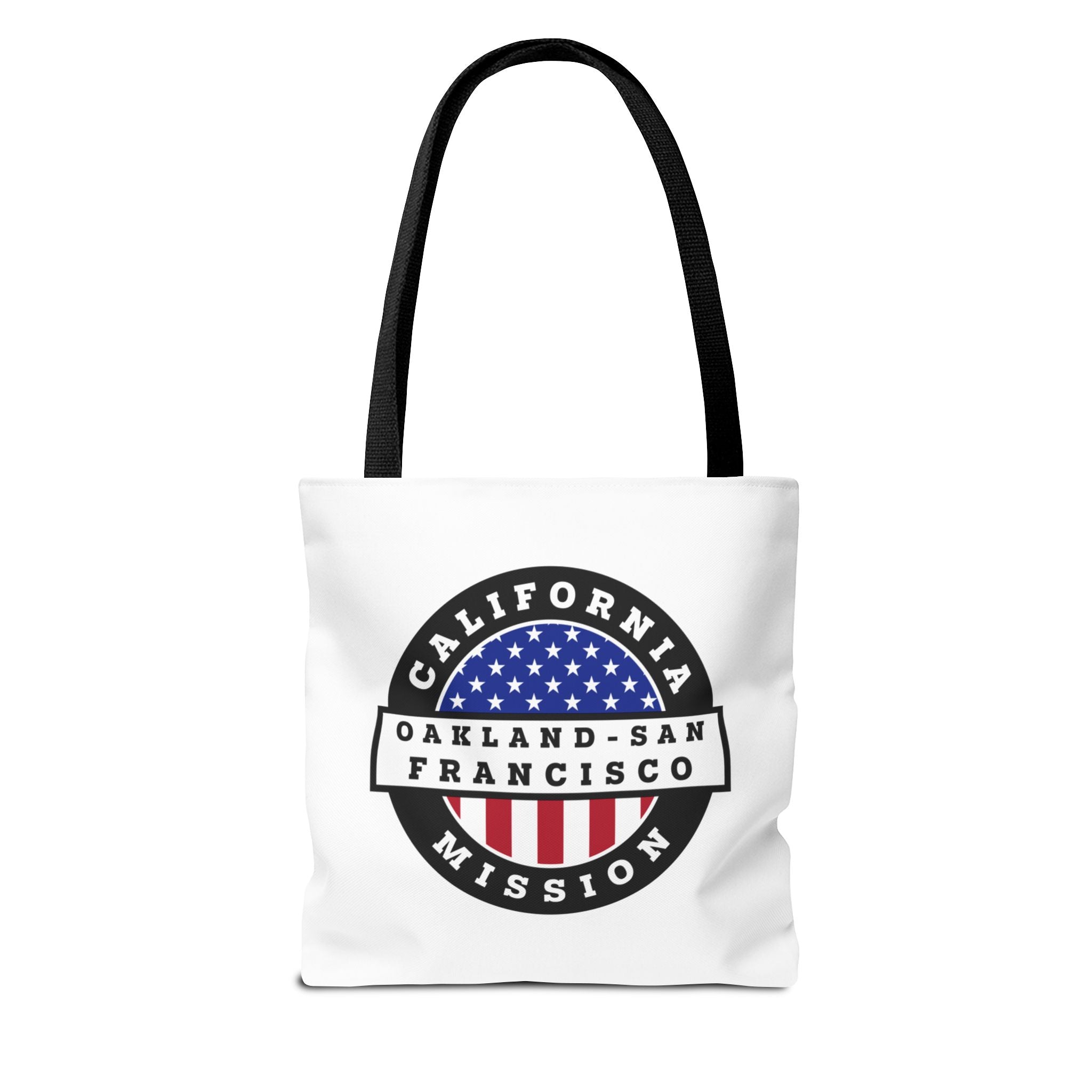 California Oakland/San Francisco Mission USA Flag Logo Tote Bag White - Mission Wishlist - LDS Missionary Gift Store