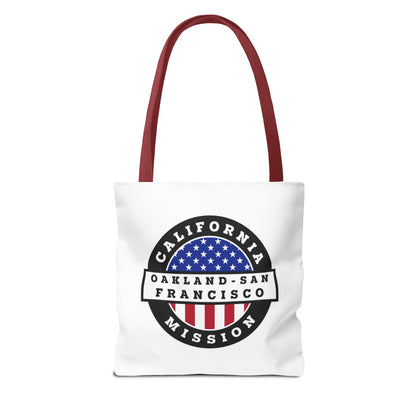 California Oakland/San Francisco Mission USA Flag Logo Tote Bag White - Mission Wishlist - LDS Missionary Gift Store