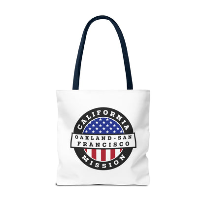 California Oakland/San Francisco Mission USA Flag Logo Tote Bag White - Mission Wishlist - LDS Missionary Gift Store