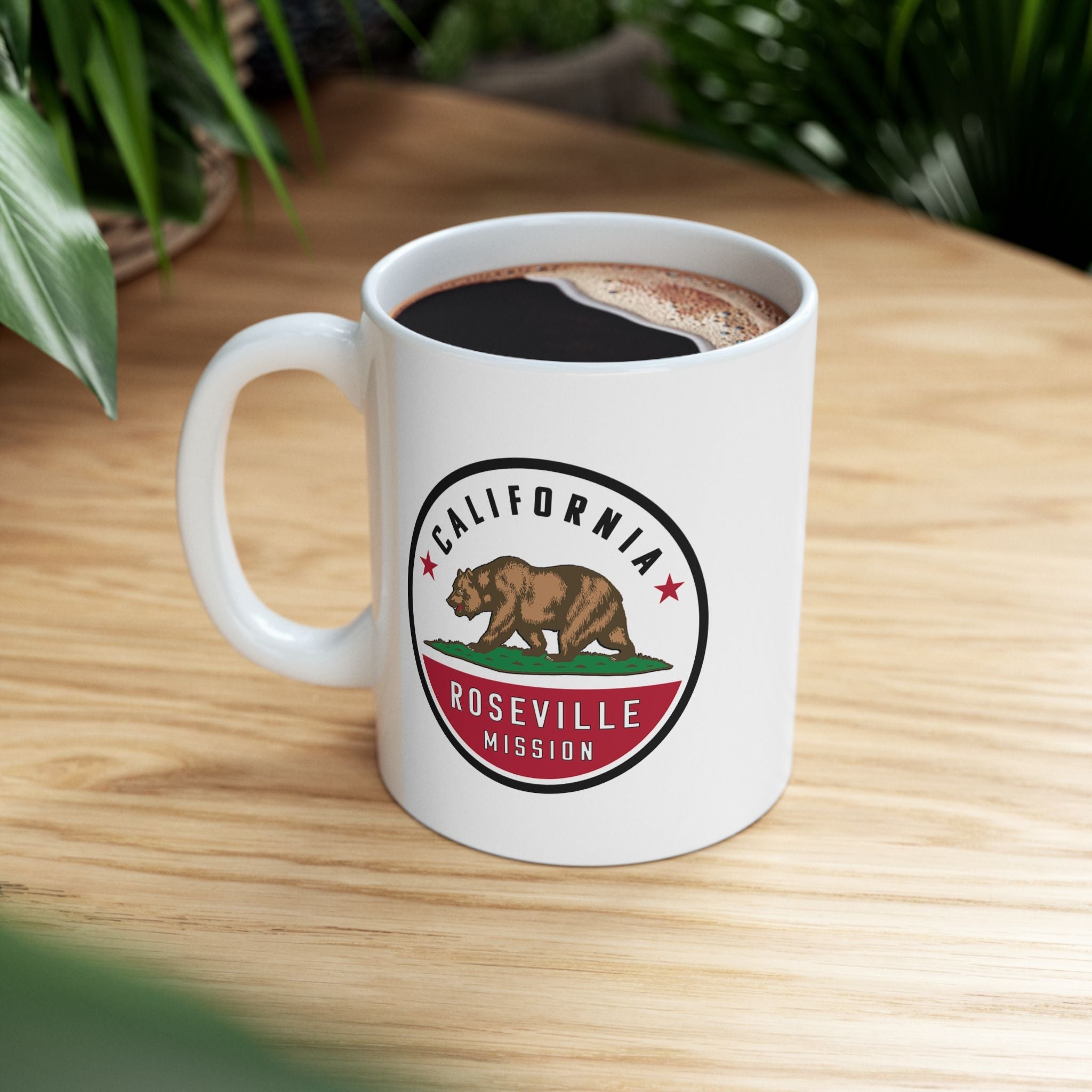 California Roseville Mission State Flag Logo Ceramic Mug White Name - Latter-Day Saint LDS Missionary Gift - Book of Mormon