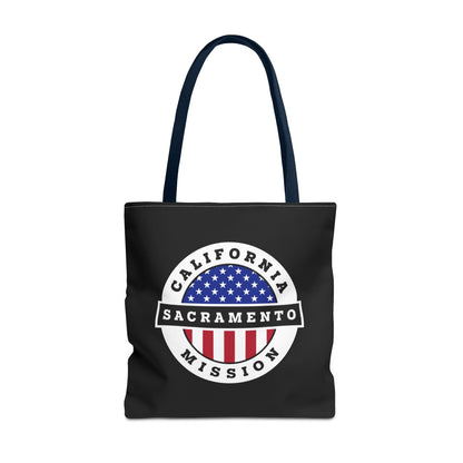 California Sacramento Mission USA Flag Logo Tote Bag Black - Latter-Day Saint LDS Missionary Gift - Book of Mormon