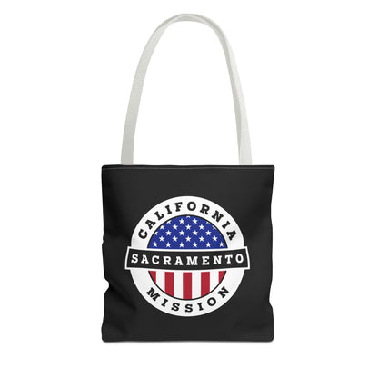 California Sacramento Mission USA Flag Logo Tote Bag Black - Latter-Day Saint LDS Missionary Gift - Book of Mormon