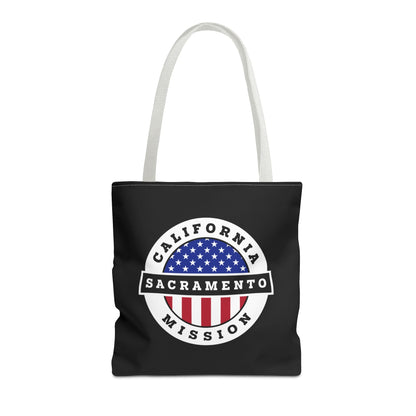 California Sacramento Mission USA Flag Logo Tote Bag Black - Latter-Day Saint LDS Missionary Gift - Book of Mormon